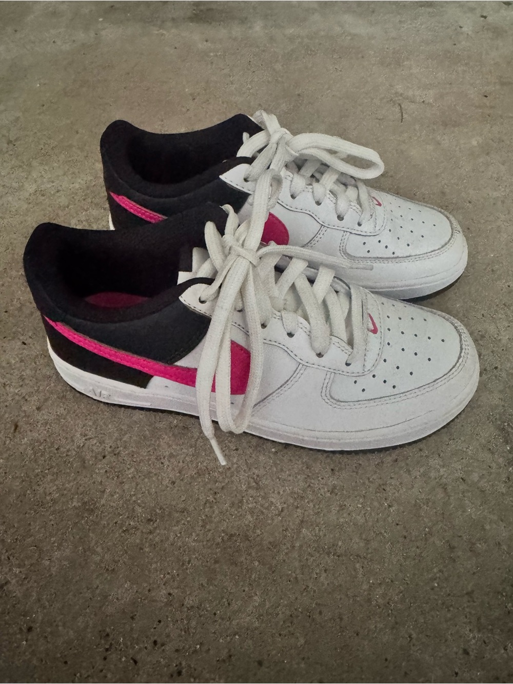 Nike White Sneakers with Navy and Pink Accents